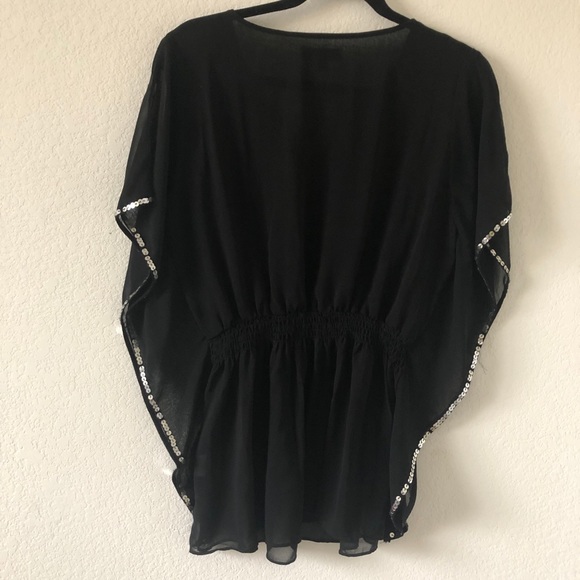 MARINEBLU FLOWING SEQUINS BLACK TOP - Picture 2 of 10